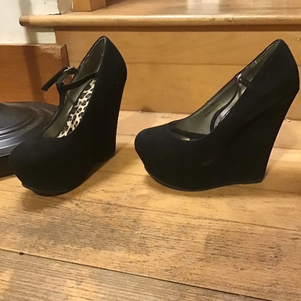 Black Platform Wedge Heels